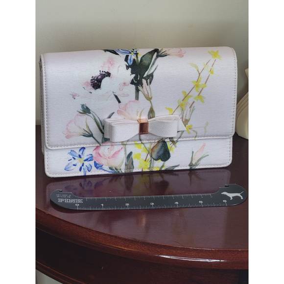 Ted Baker London Hania Elegant Bow Evening Clutch floral gold strap new - Picture 4 of 16